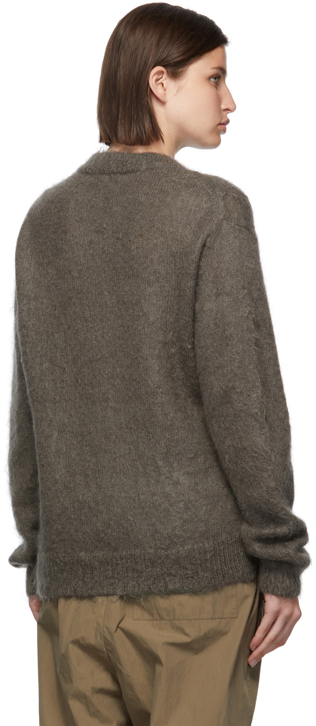 AURALEE Grey Mohair V-Neck Sweater Auralee