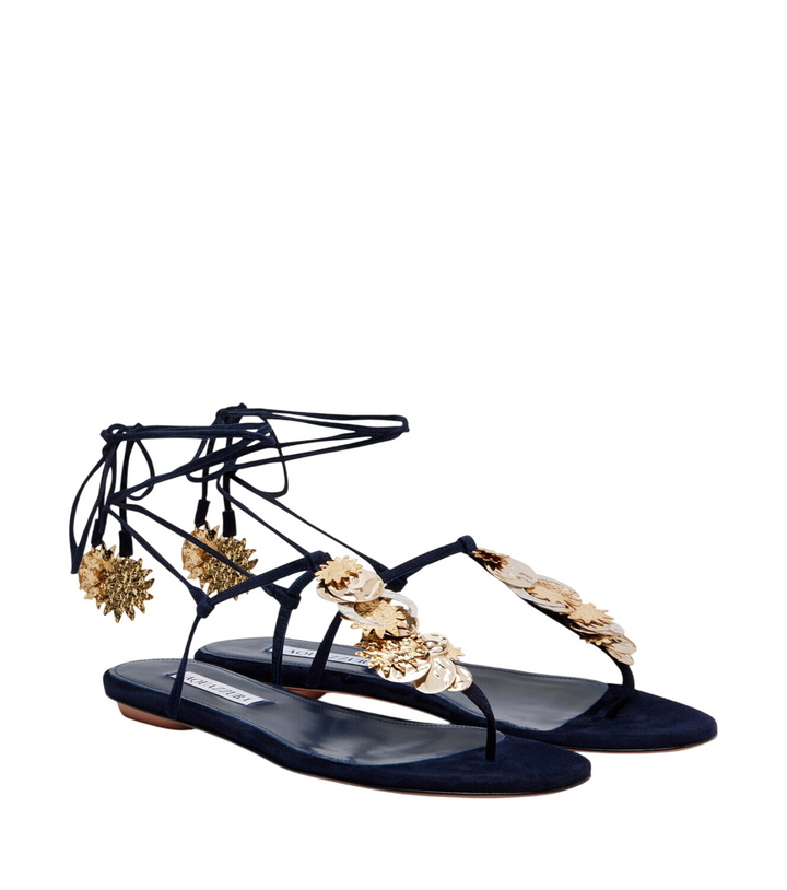 Photo: Aquazzura Night Stars embellished suede thong sandals