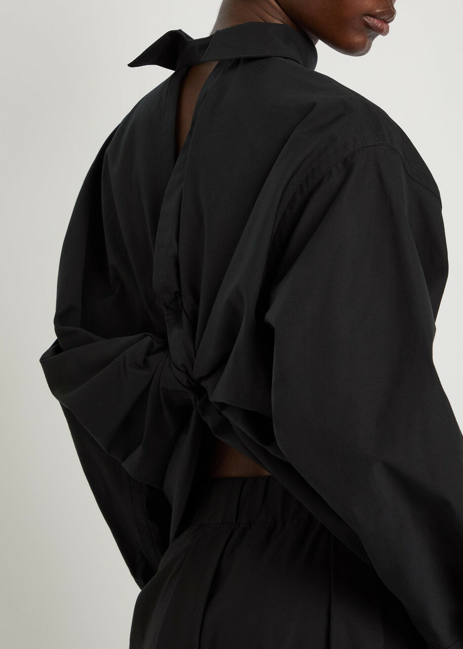 Issey Miyake Twisted Draped Cotton-blend Shirt Black