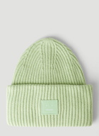 Face Patch Beanie Hat in Green