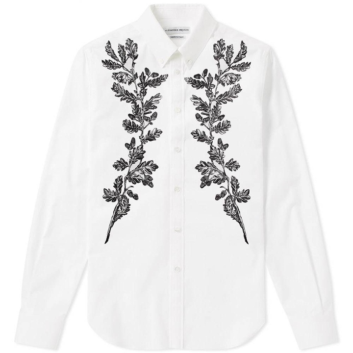Photo: Alexander McQueen Flower Embroidered Regular Fit Shirt White