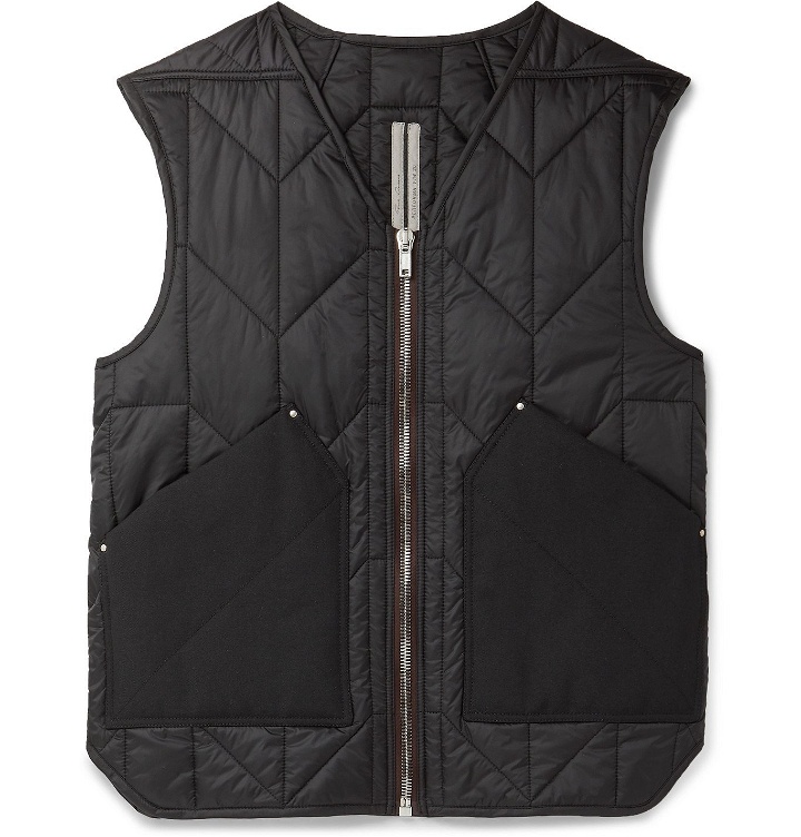 Photo: Rick Owens - Slim-Fit Canvas-Trimmed Quilted Padded Shell Gilet - Black