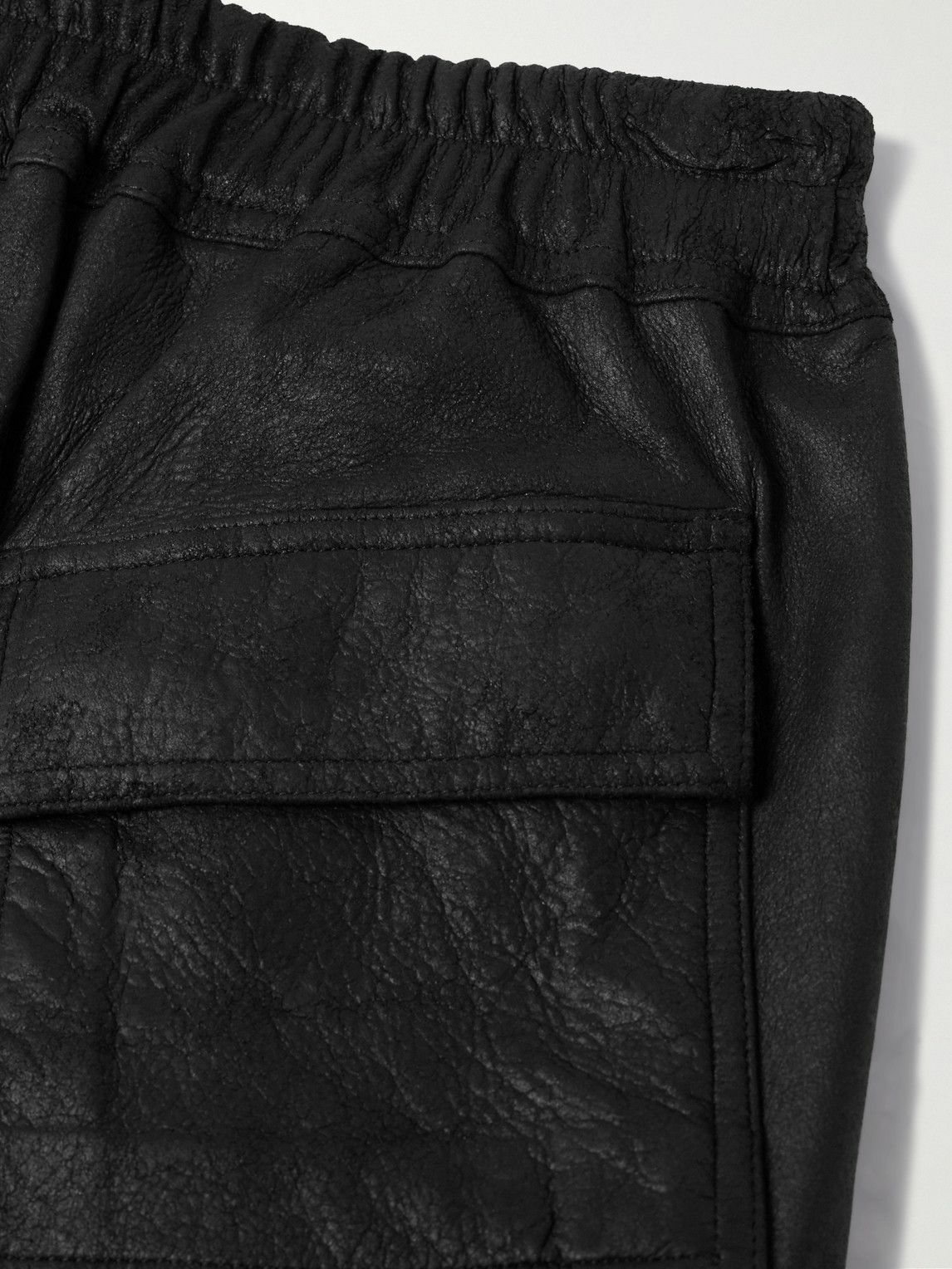 Rick Owens - Mastodon Megacargo Tapered Textured-Leather Drawstring ...