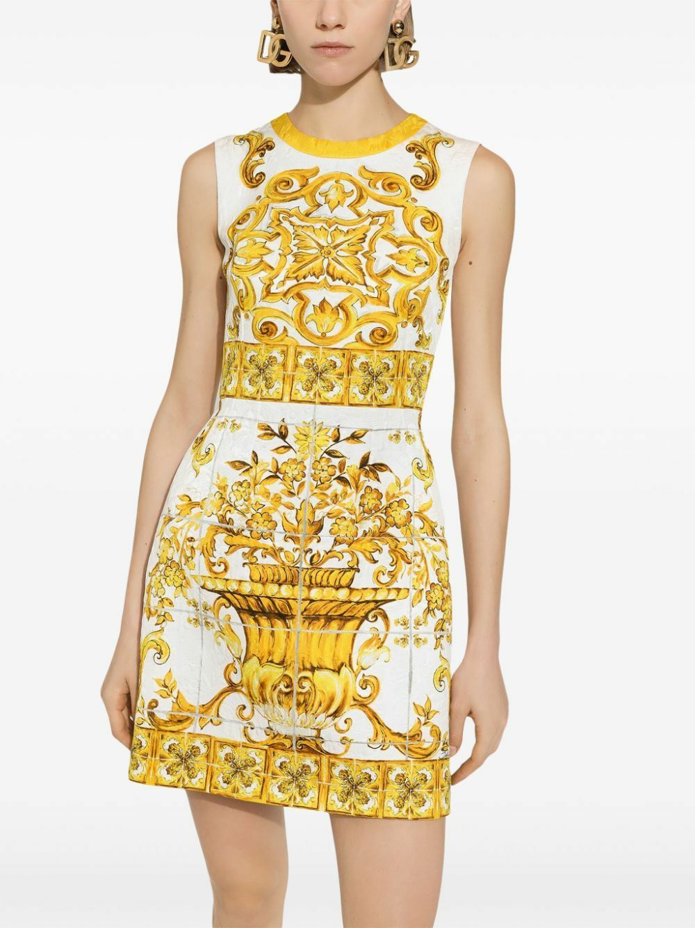 Dolce & Gabbana Yellow Majolica Brocade Dress Dolce & Gabbana