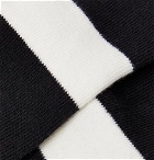 N/A - Striped Cotton-Blend No-Show Socks - Black