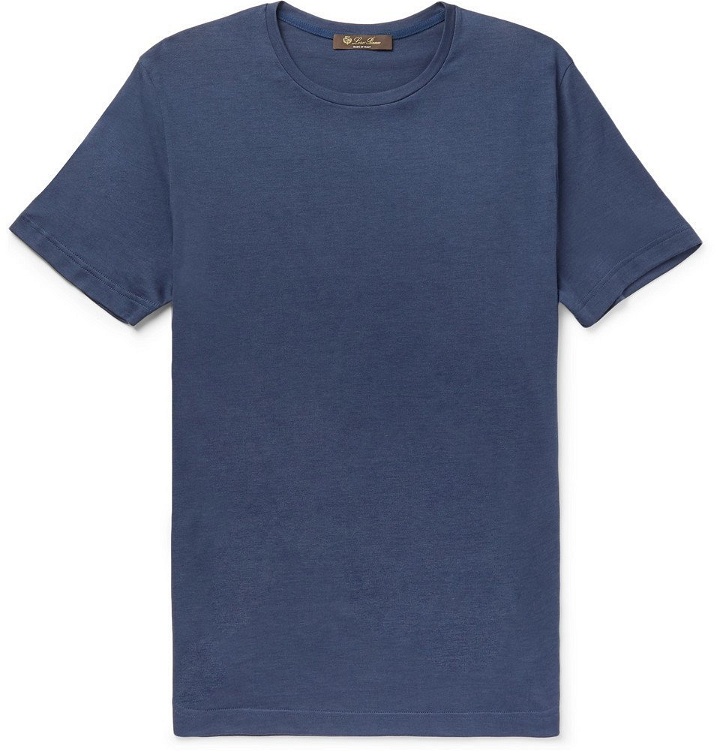 Photo: Loro Piana - Silk and Cotton-Blend Jersey T-Shirt - Men - Navy