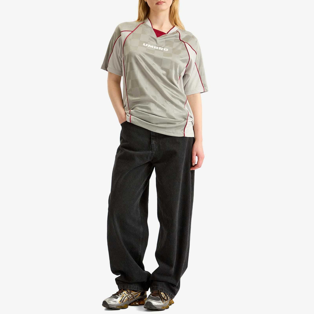 Umbro Panelled Raglan Football Jersey in Silver Griffin Umbro