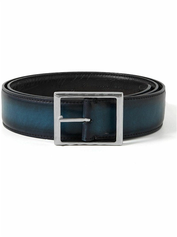 Photo: Berluti - 3.5cm Reversible Scritto Venezia Leather Belt - Gray
