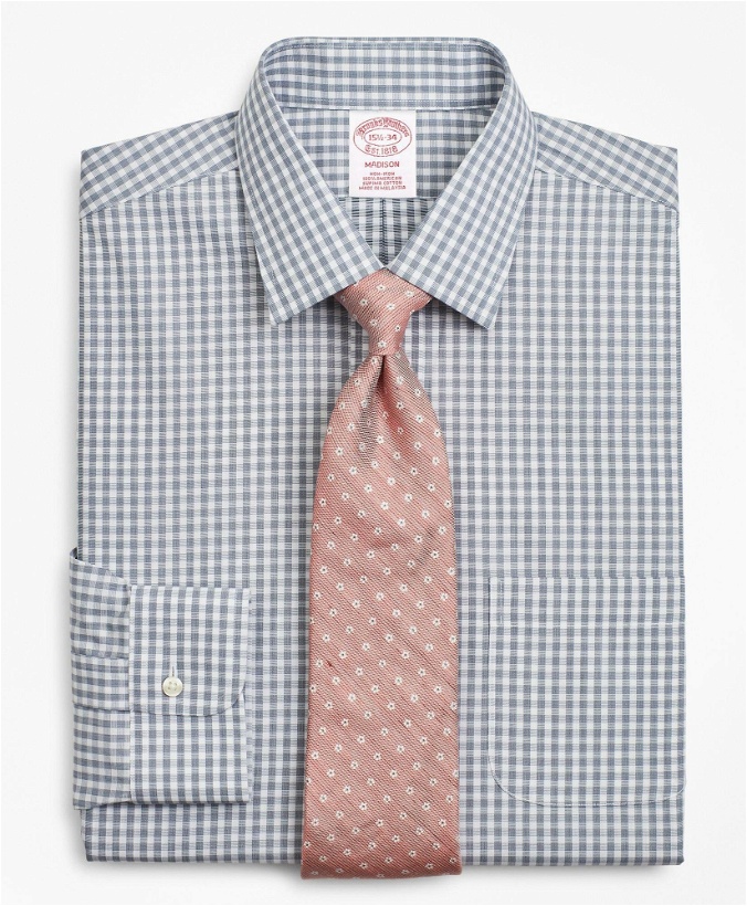 Photo: Brooks Brothers Men's Madison Relaxed-Fit Dress Shirt, Non-Iron Check | Navy