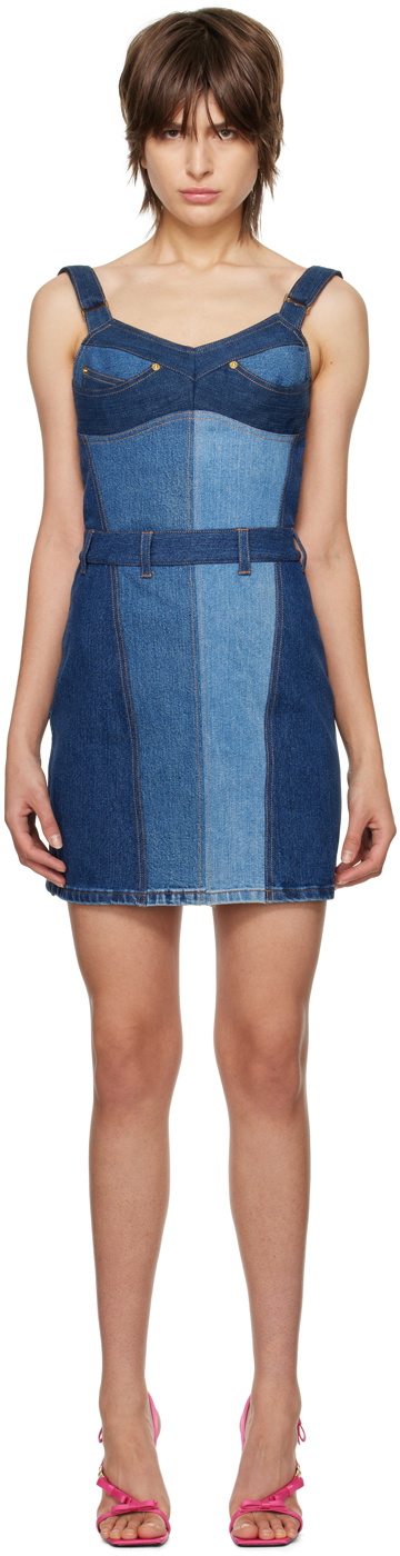 Marine Serre Blue Paneled Denim Minidress Marine Serre