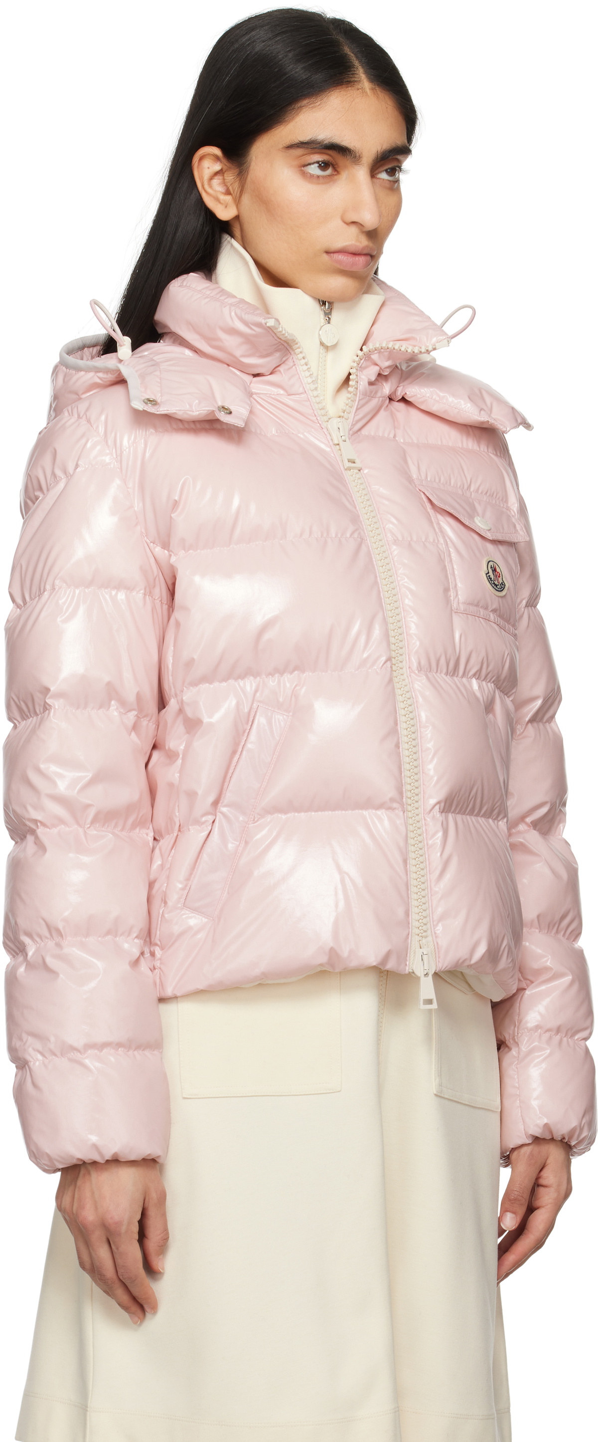 Moncler Pink Andro Hooded Short Down Jacket Moncler