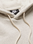 NIKE - Logo-Appliquéd Fleece-Back Cotton-Blend Jersey Hoodie - Neutrals