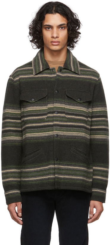 Photo: RRL Grey Wool & Cashmere Striped Knit Shirt