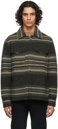 RRL Grey Wool & Cashmere Striped Knit Shirt