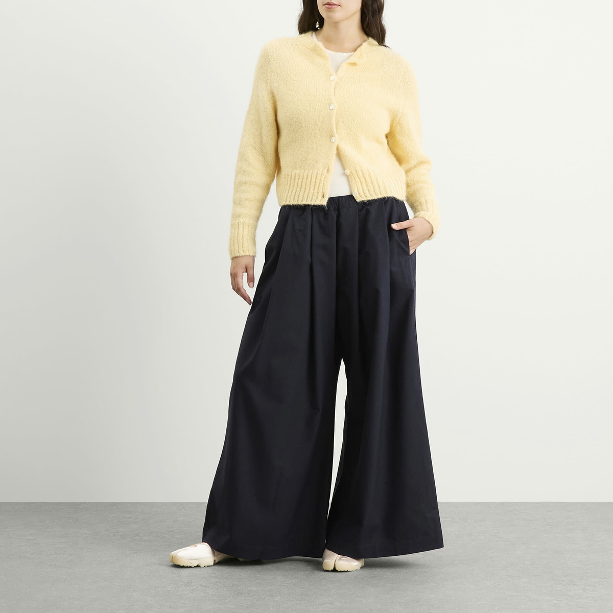 Baserange Women's Avi Silk Wool Trousers in Dama Navy