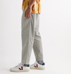 Folk - Assembly Tapered Crinkled-Cotton Suit Trousers - Gray