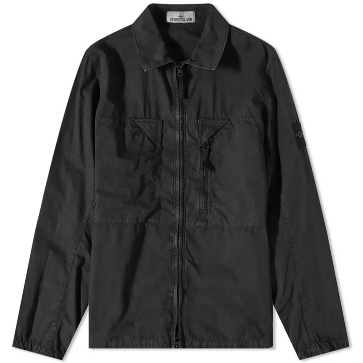 Photo: Stone Island Men's Brushed Cotton Canvas Canvas Zip Shirt Jacket in Charcoal