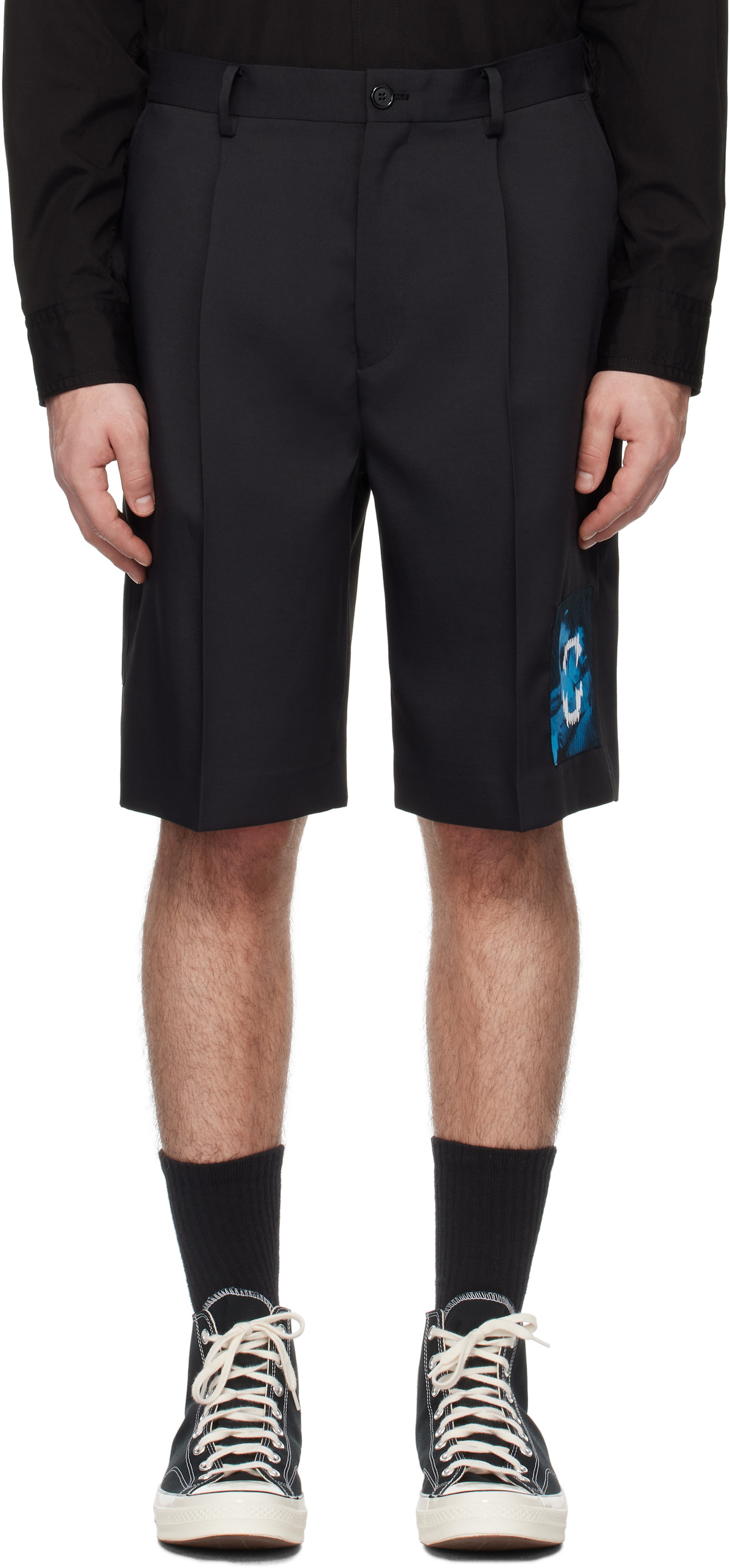 UNDERCOVER Black Appliqué Shorts