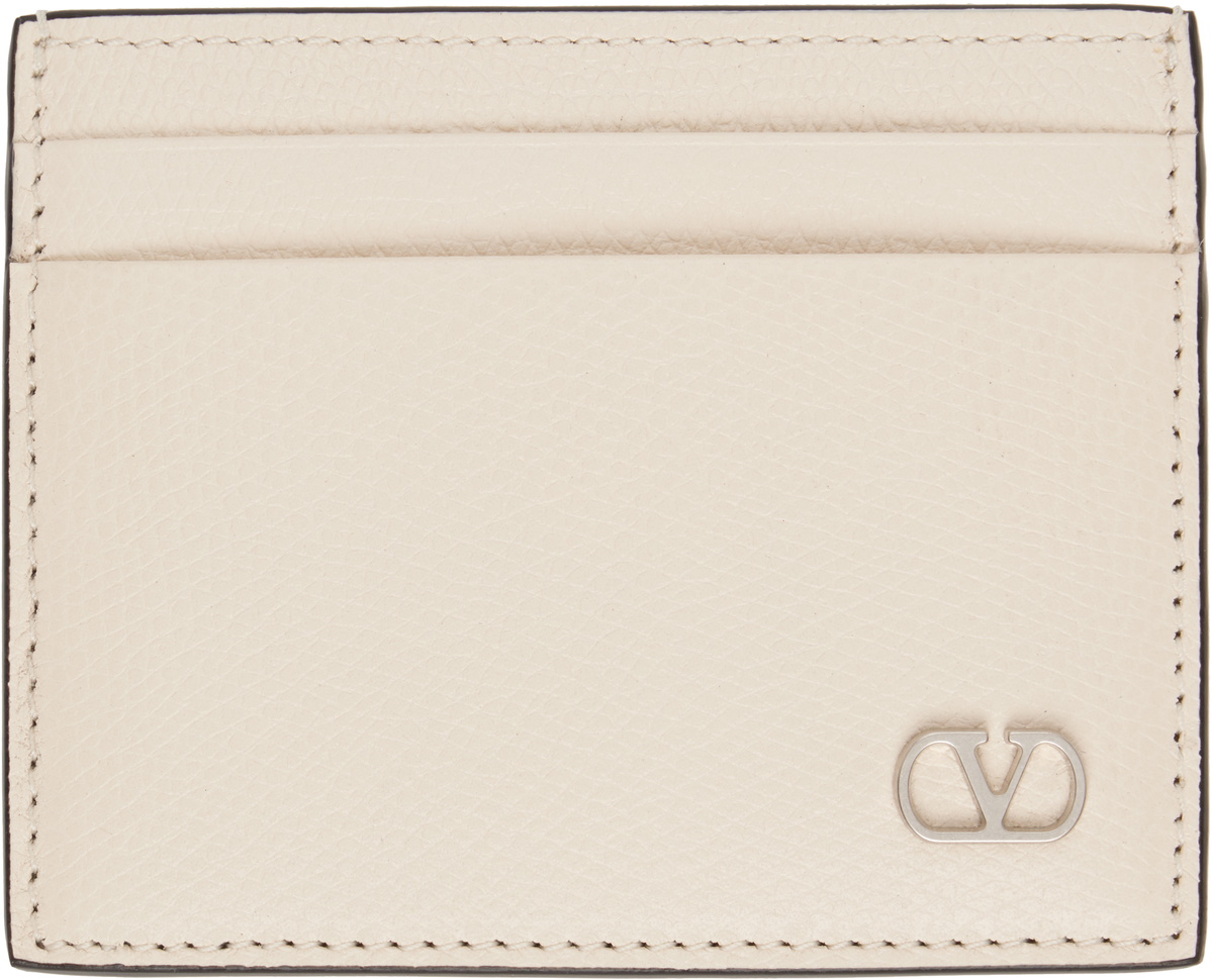 Valentino Garavani Off-White VLogo Signature Grainy Calfskin Card Holder