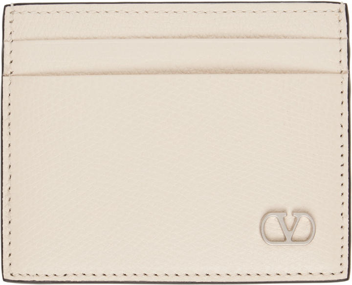 Photo: Valentino Garavani Off-White VLogo Signature Grainy Calfskin Card Holder