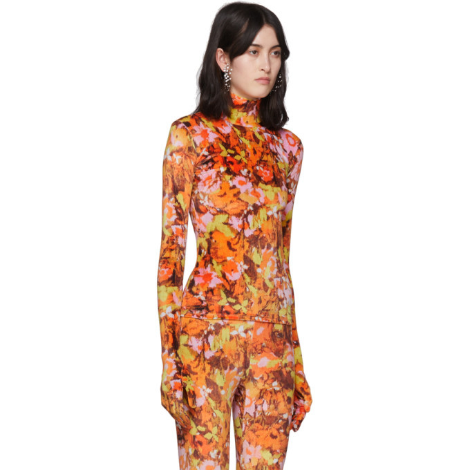 Richard Quinn Orange Floral Turtleneck