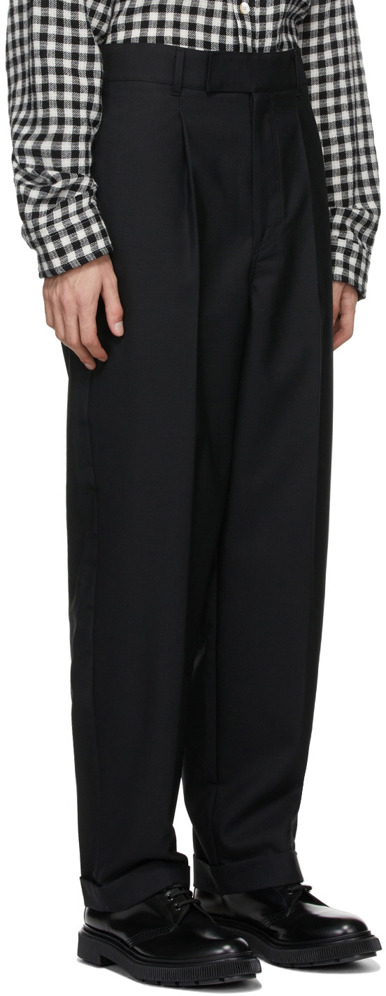 BED J.W. FORD Black Wool High-Waist Trousers