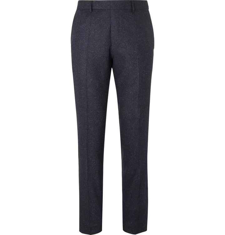 Photo: Hugo Boss - Grey Slim-Fit Tapered Virgin Wool-Blend Tweed Trousers - Blue