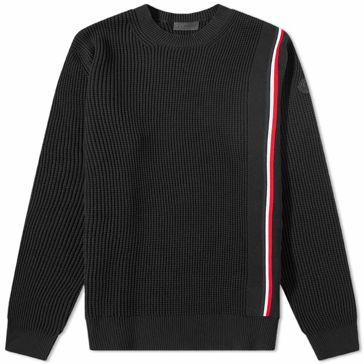 Photo: Moncler Men's Tricolor Taping Crew Knit in Black