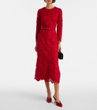 Monique Lhuillier Belted lace midi dress