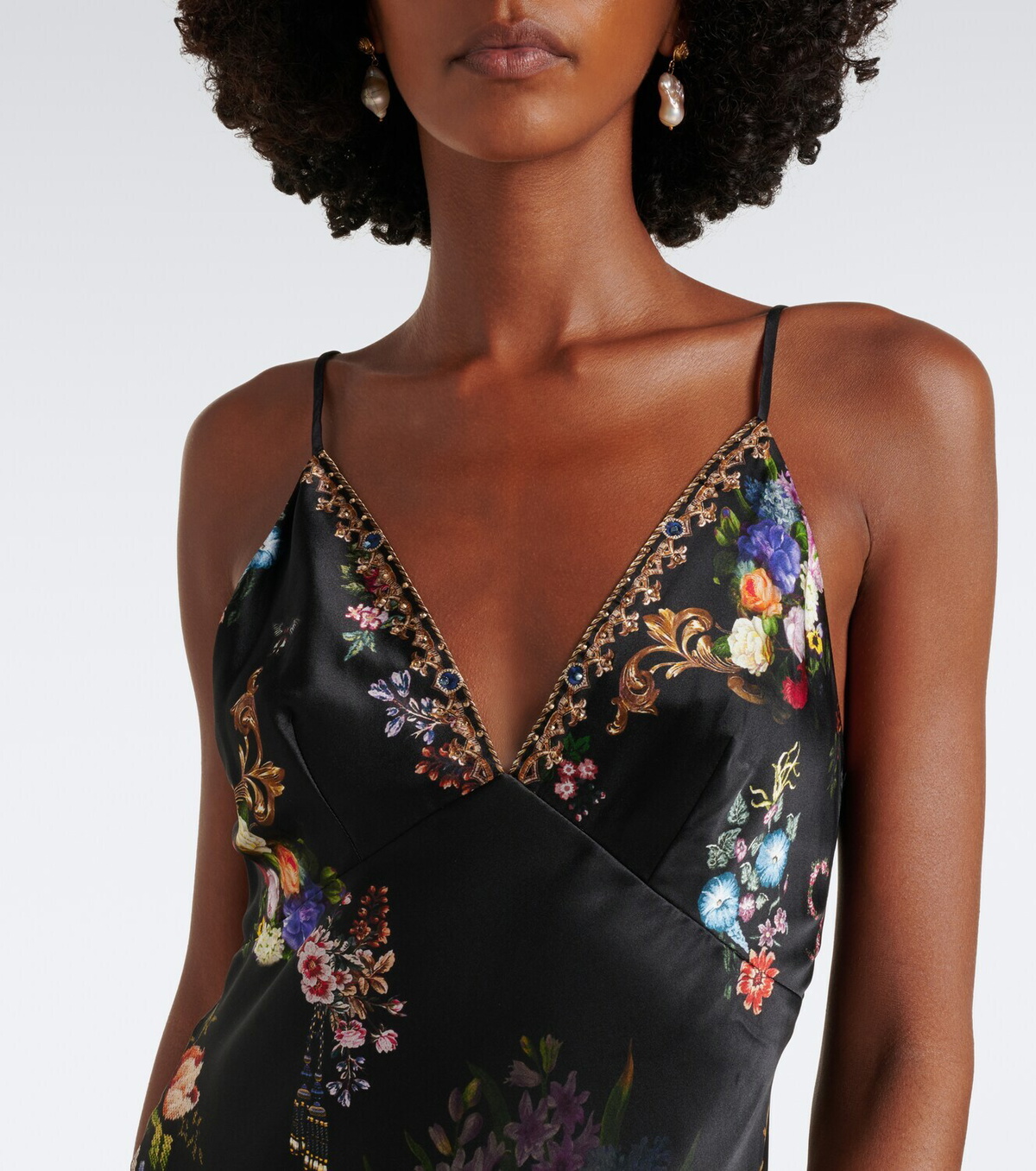 Camilla Floral silk satin slip dress