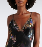 Camilla Floral silk satin slip dress