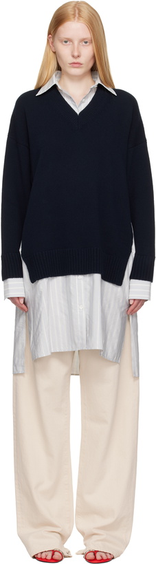Photo: Stella McCartney Navy Crewneck Jumper Shirt Midi Dress