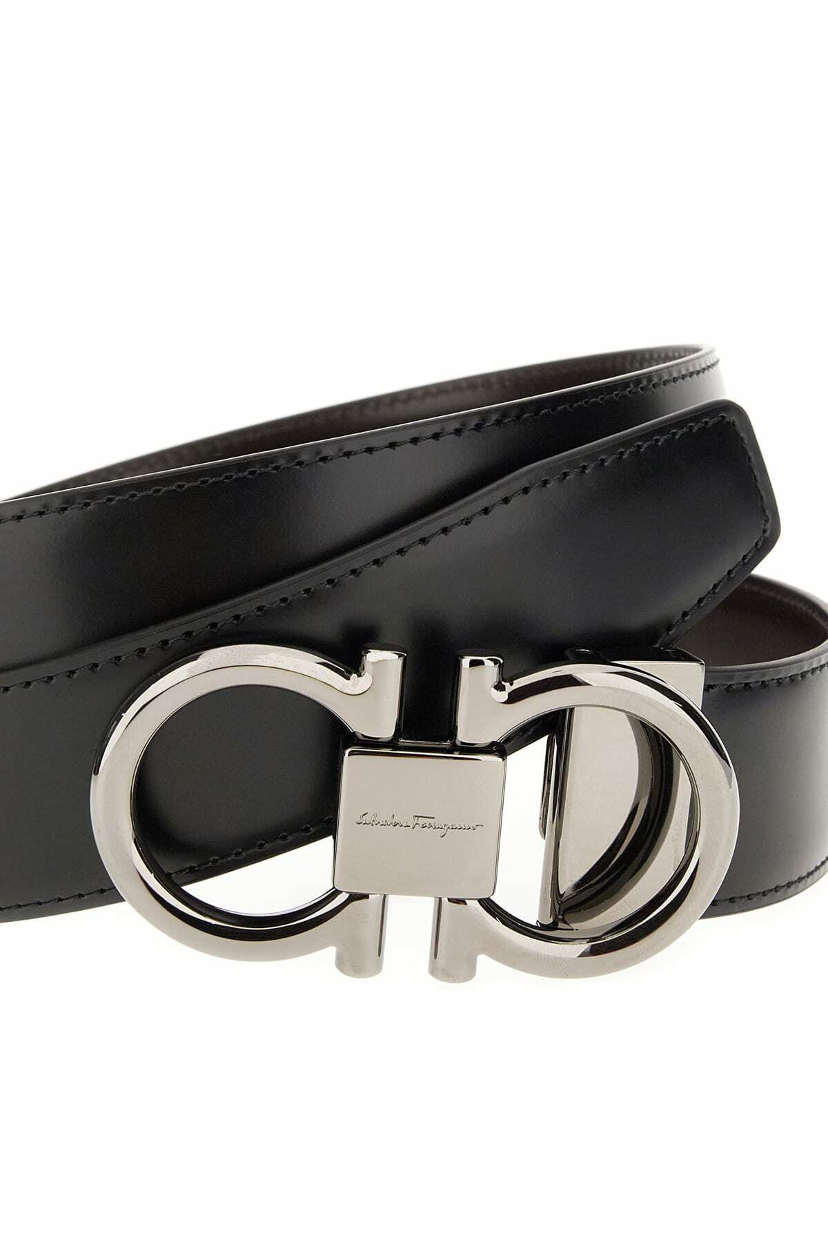 Ferragamo Black Calf Leather Bos Taurus Regular Belt main image 0