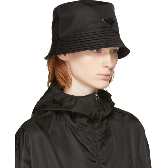 Prada Black Logo Bucket Hat Prada