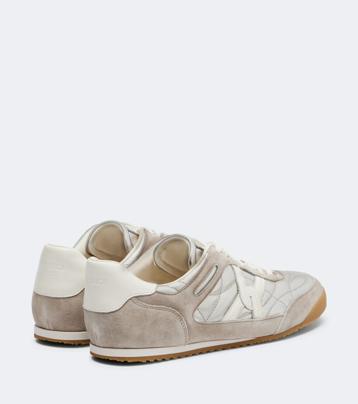 Veronica Beard Quilted suede-trimmed leather sneakers