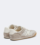 Veronica Beard Quilted suede-trimmed leather sneakers