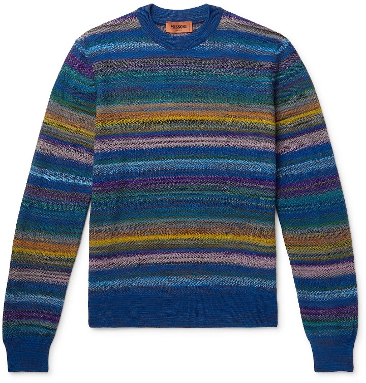 Photo: Missoni - Slim-Fit Striped Cable-Knit Wool-Blend Sweater - Multi