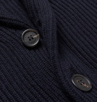 Dunhill - Shawl-Collar Ribbed Merino Wool Cardigan - Navy
