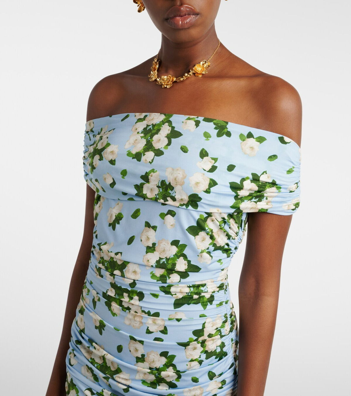 Carolina Herrera Floral ruched jersey midi dress