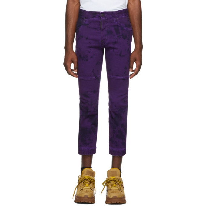 Photo: Dsquared2 Purple Tie and Dye Ski Biker Jeans
