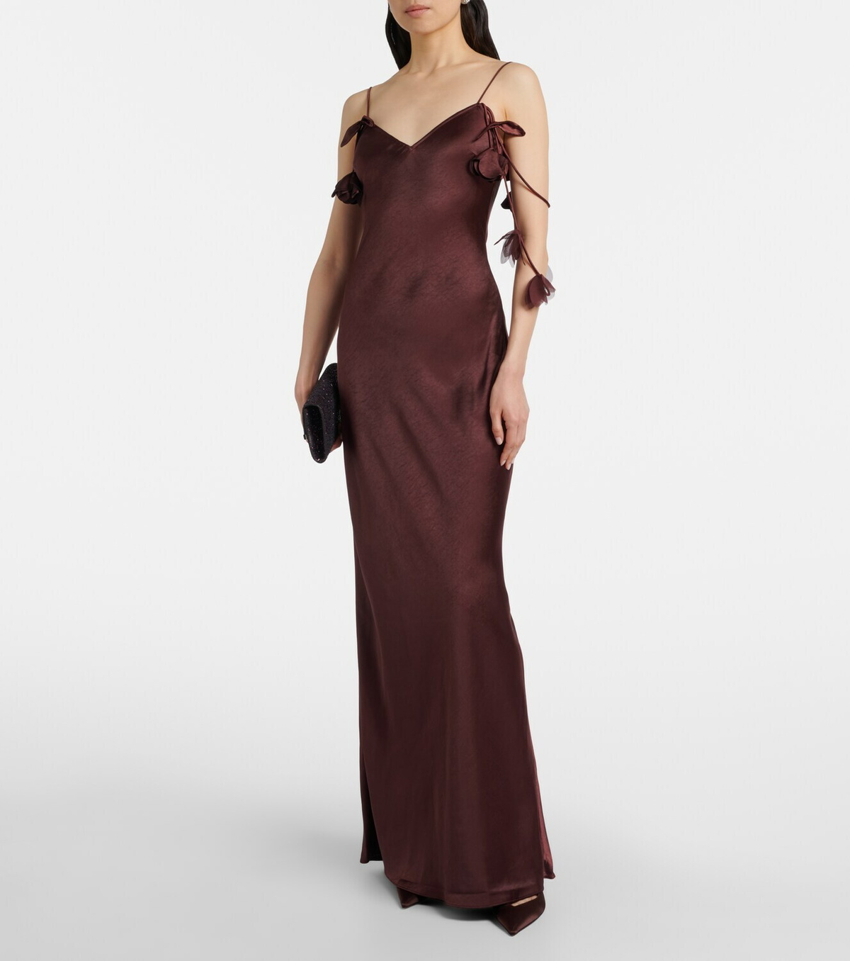 Self-Portrait Embellished satin gown