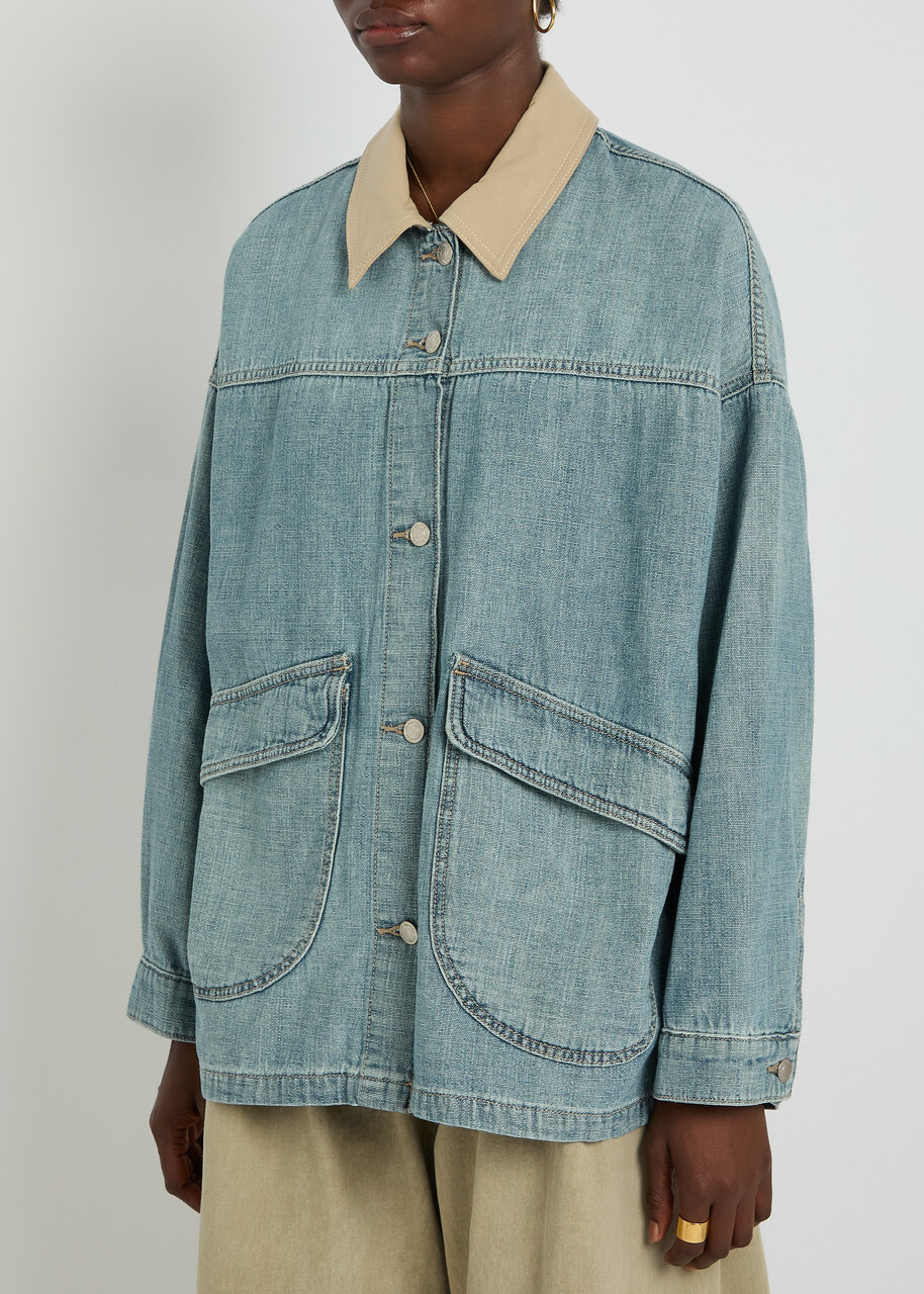 Free People Lemon Denim Jacket Blue