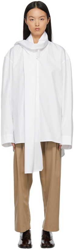 Photo: Hed Mayner White Scarf Collar Shirt