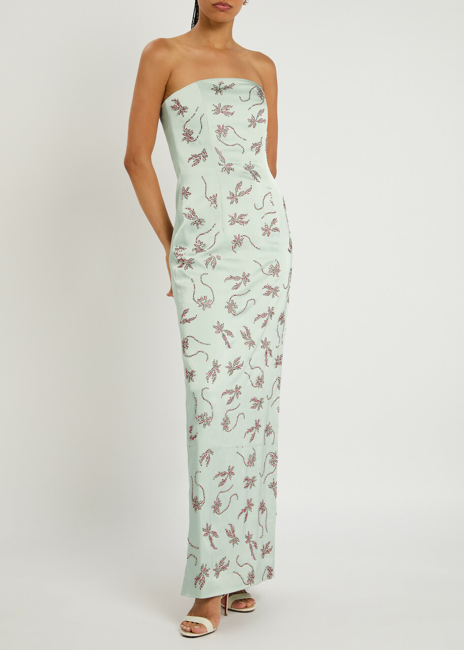 16 Arlington Frasia Embellished Satin Gown Mint