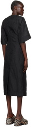 GANNI Black Beaded Fringe Midi Dress