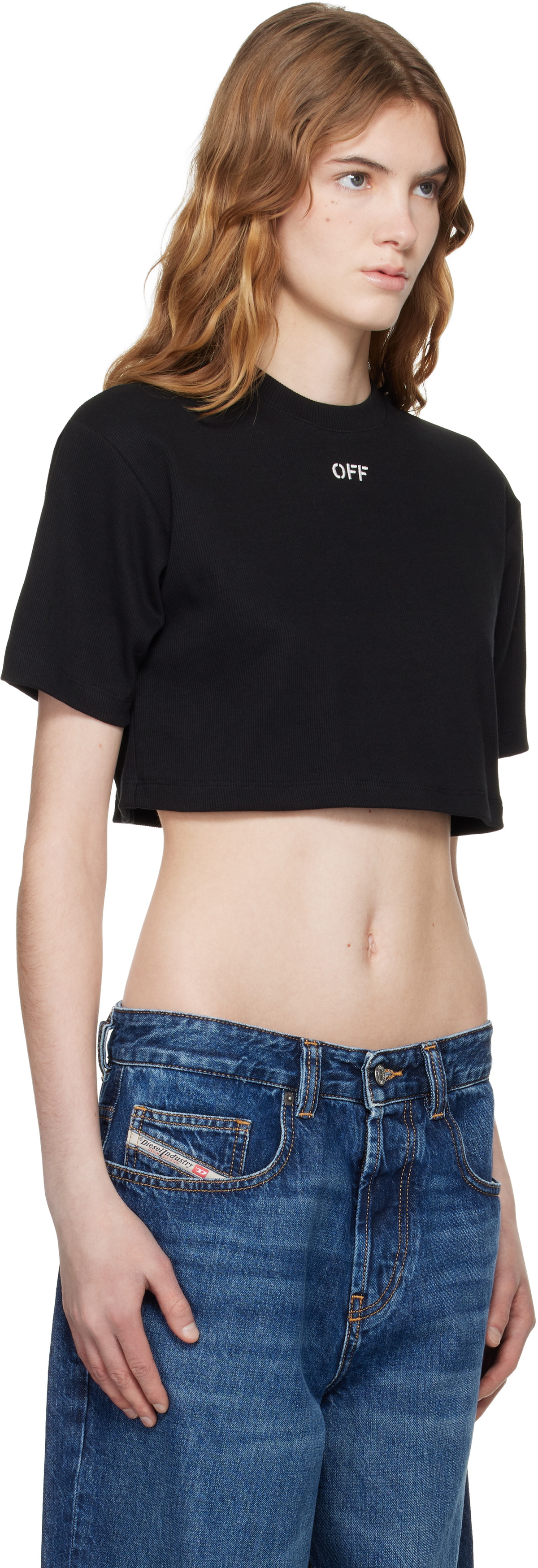 Off-White Black 'OFF' Stamp Rib Cropped T-shirt