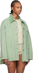 Blumarine Green Rhinestone Logo Jacket