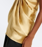 Tove Eden gathered silk satin bustier top