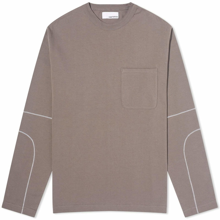 Photo: Sage Nation Men's Long Sleeve Flat Lock Stitch T-Shirt in Dust