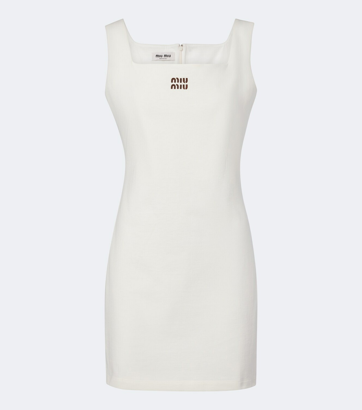 Miu Miu Leather-trimmed cotton jersey minidress